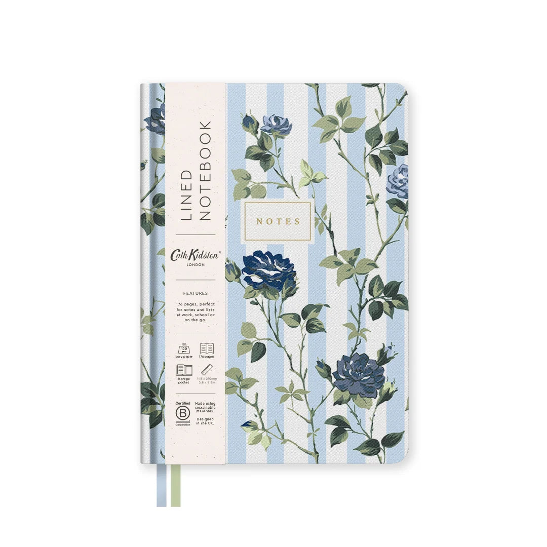 Hardcover Notizbuch "Blue Stripe Floral" von Ohh Deer