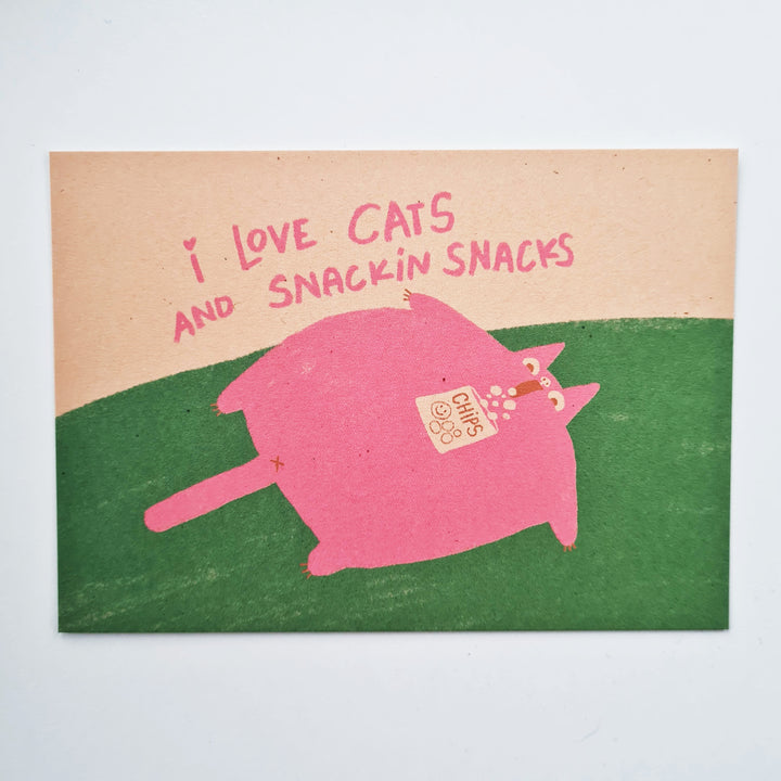Cats & Snacks Postkarte von Slinga Illustration