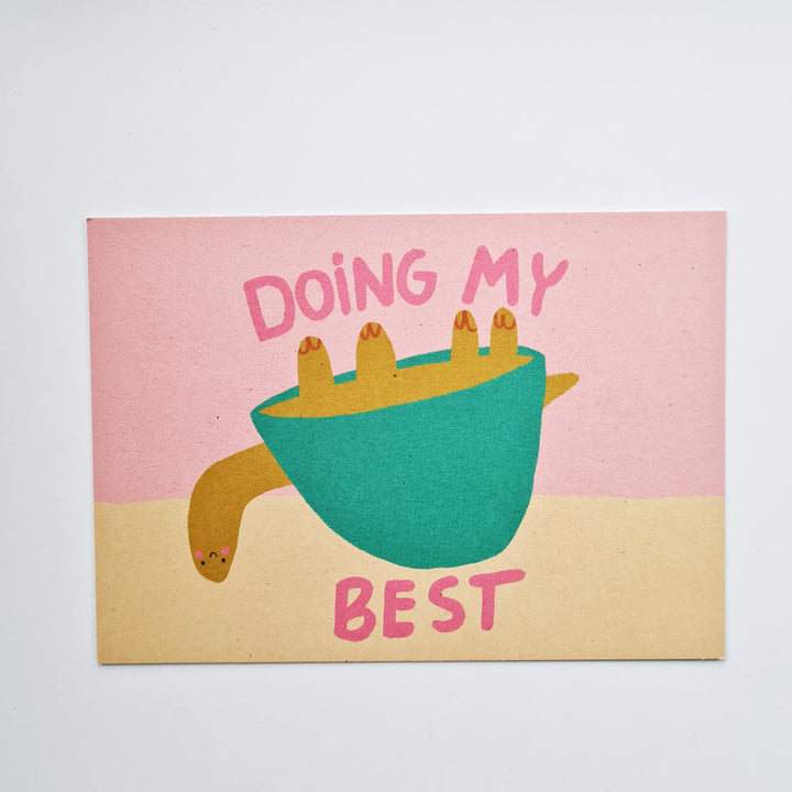 Doing my Best Postkarte von Slinga Illustration