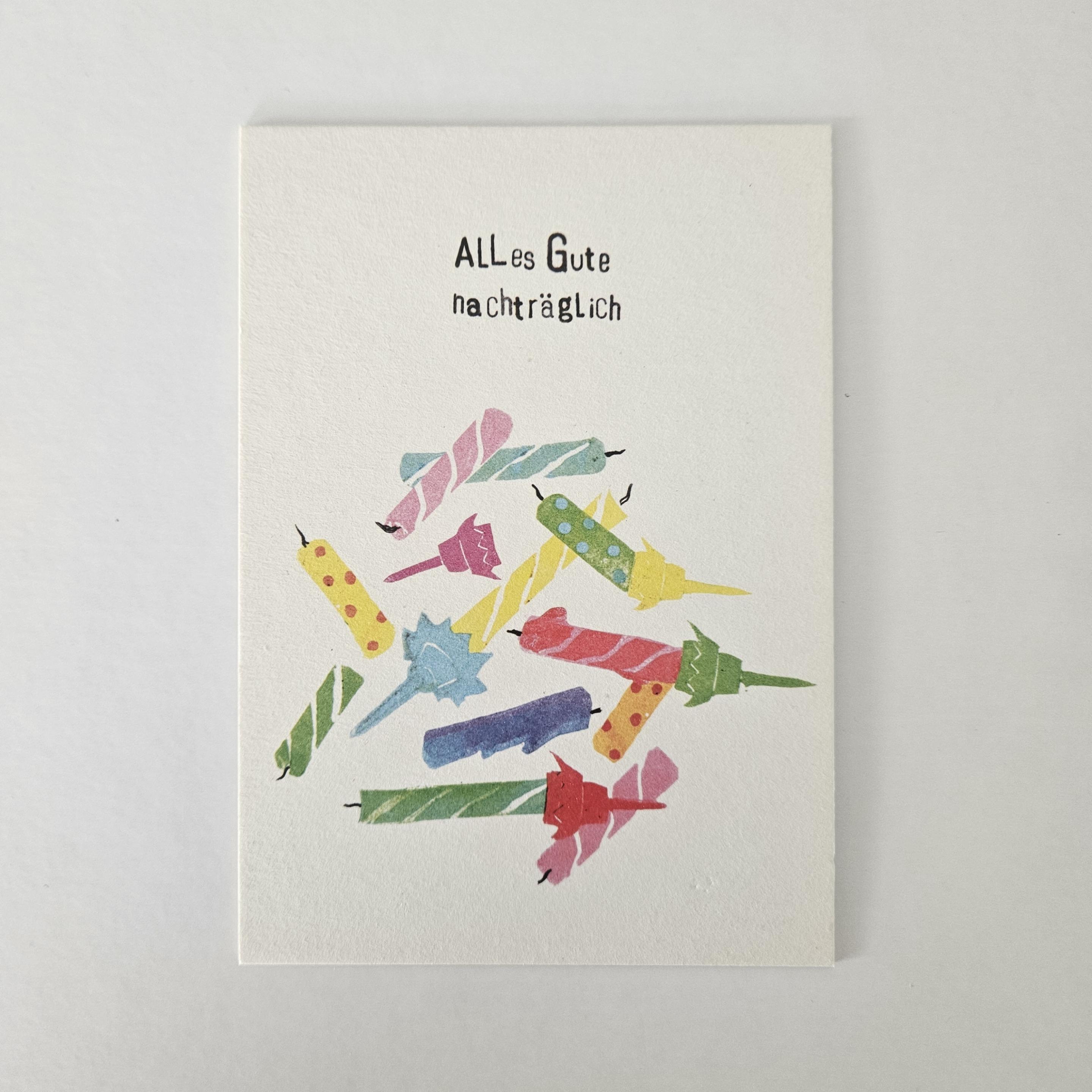 Postkarte Alles Gute nachträglich von kunst kiosk