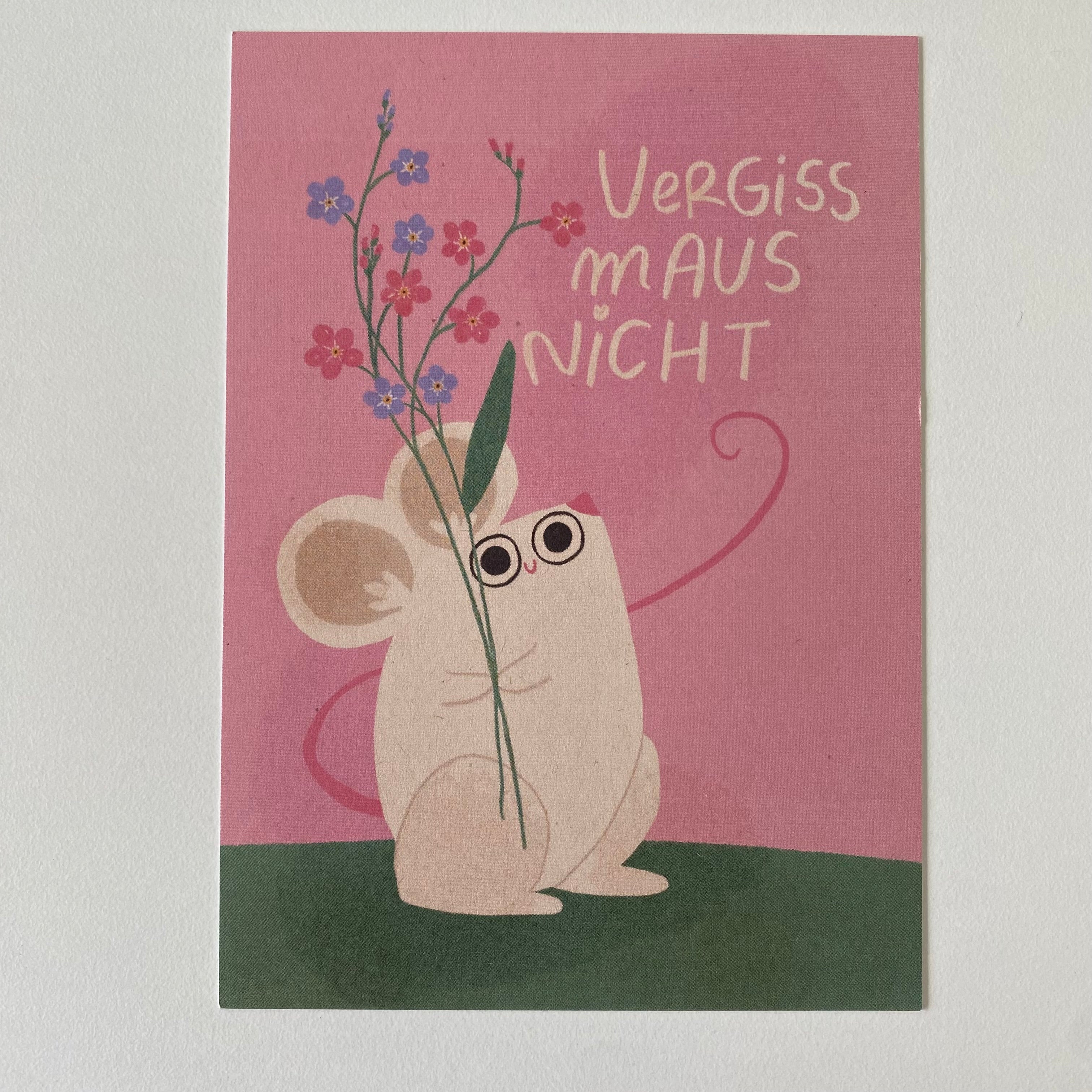 Postkarte Vergiss Maus nicht von Slinga Illustration
