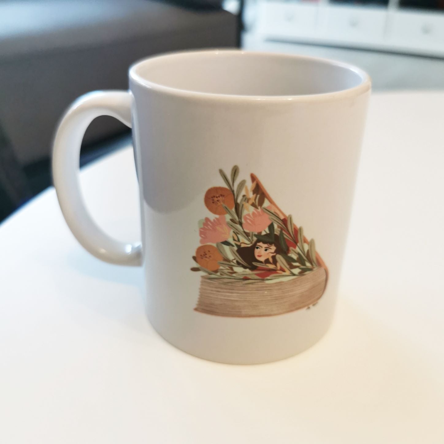 Lesezucker-Tasse mit "Buchmädchen"-Motiv von Lea Melcher